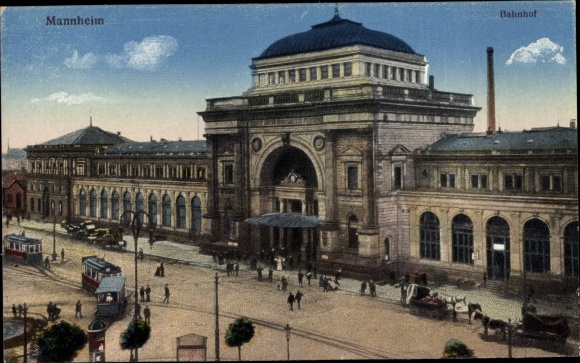 Ak Mannheim in Baden, Hauptbahnhof, Straßenbahn