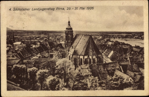 Ak Pirna an der Elbe, 4. Sächsischer Landjugendtag 1926, Panorama