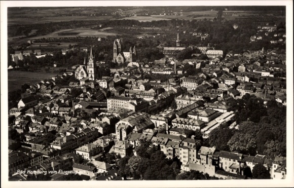 Postcard Bad Homburg vor der Höhe Hesse, aerial view of cityscape, churches, landscape