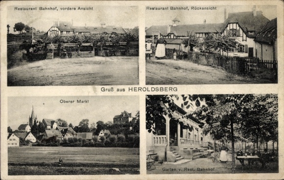 Ak Heroldsberg in Midden-Franken, Restaurant Bahnhof, Tuin, Bovenmarkt
