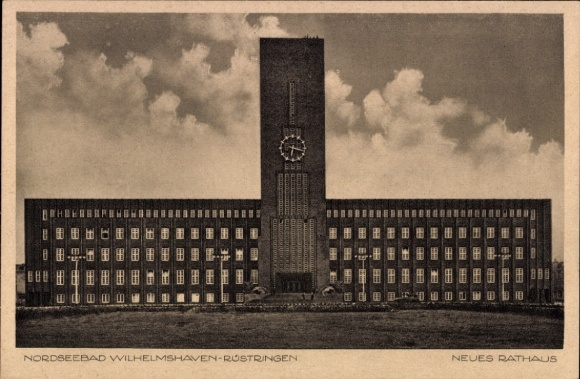 Postcard Rüstringen Wilhelmshaven in Lower Saxony, New Town Hall