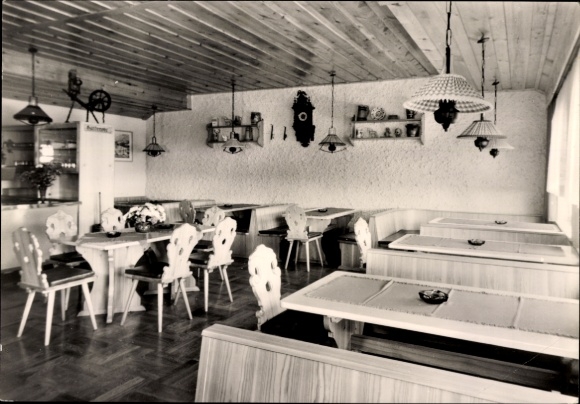 Postcard Hinterrod Eisfeld in Thuringia, Park-Cafe, interior view