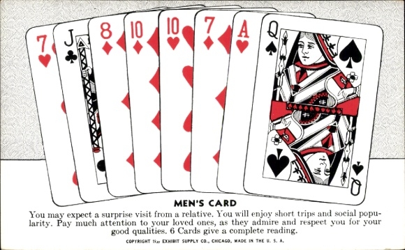 Postcard card game, playing cards for fortune telling, prediction for men