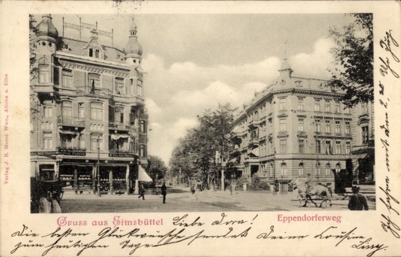 Postcard Hamburg Eimsbüttel, Eppendorfer Weg, business