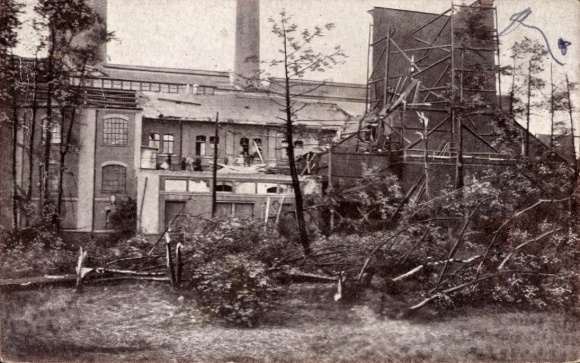 Postcard Chemnitz Saxony, power plant, storm disaster, May 27, 1916