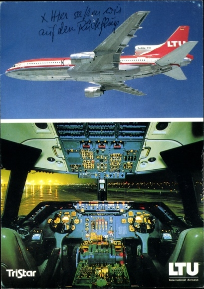 KP Niemiecki samolot pasażerski, LTU Boeing 757-200, silnik Rolls Royce, TriStar L-1011-1, kokpit
