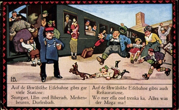 Song artist Postcard Boettcher, Hans, On the Swabian Railway, picture 1