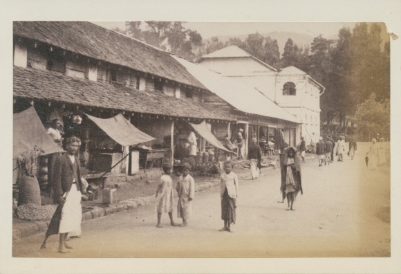 Photo Colombo Sri Lanka Ceylon, Street Scene, Shops, Children, circa 1880