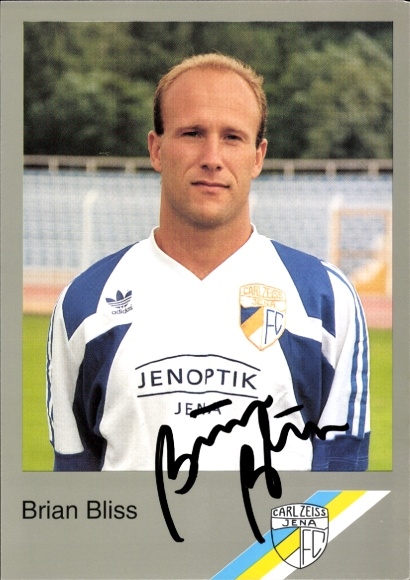 Handtekeningkaart voetballer Brian Bliss, FC Carl Zeiss Jena, handtekening