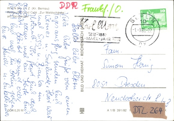 Postcard Wandlitz in Brandenburg, Restaurant and Cafe Zur Waldschänke