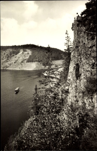 PC Zoppoten Ebersdorf in Thuringia, reservoir, Bleiloch-Saaletalsperre, Totenfels, ship