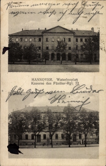 PC Hanover in Lower Saxony, Waterlooplatz, barracks of the Fusilier Rgt. 73