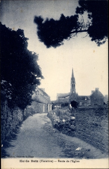 Postcard Island of Batz Finistere, Route de l&#39;Eglise