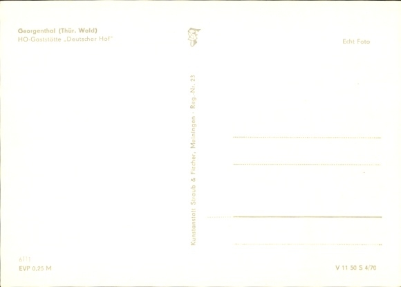 Postcard Georgenthal Thuringian Forest, HO-Restaurant Deutscher Hof