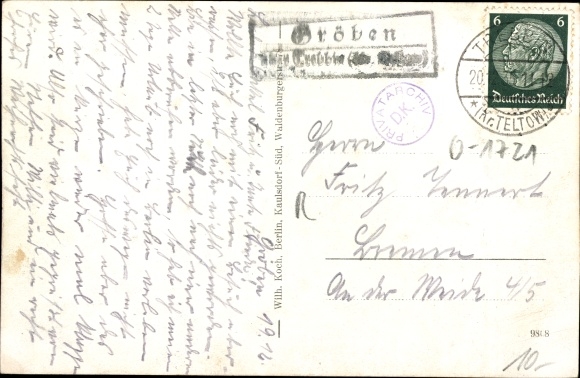 KP Gröben Ludwigsfelde Brandenburg, karczma G. Thielicke, kościół, Gröbener See