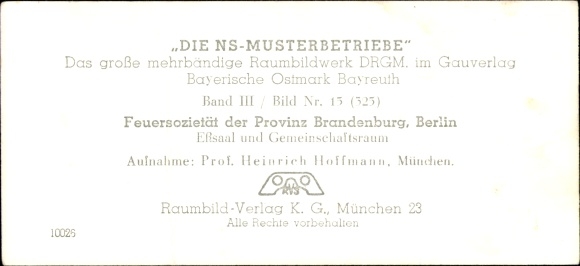 Stereo spatial image photo &quot;The NS model companies&quot;, III 15, No. 325, Feuersozität Brandenburg province