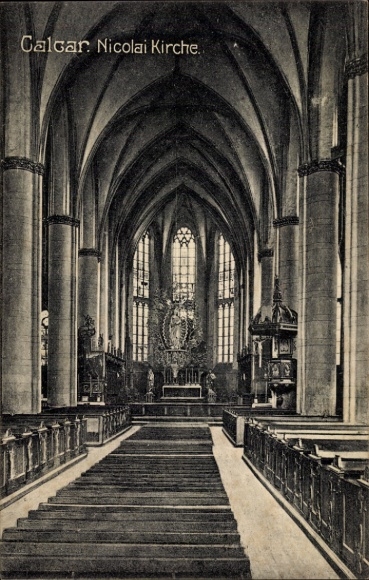 Postcard Kalkar am Niederrhein, St. Nicolai Church, nave, pulpit, altar