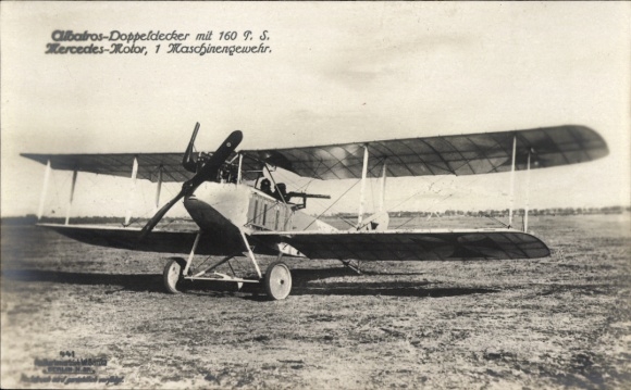 Ak Albatros Doppeldecker mit 160 P.S., Mercedes Motor, Sanke 441