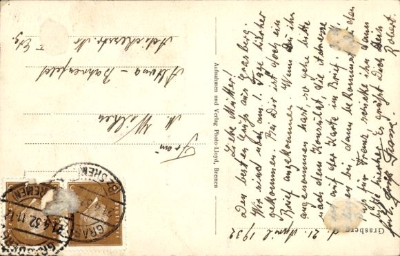 Postcard Grasberg in Lower Saxony, church, war memorial, Kück's Gasthof