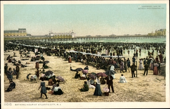 Postcard Atlantic City New Jersey USA, Bathing Lesson