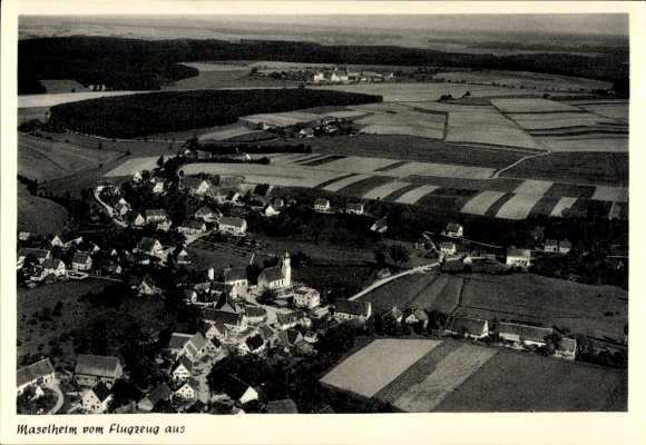 Postcard Maselheim in Upper Swabia Württemberg, aerial photograph