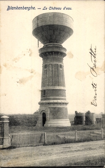 Postcard Blankenberghe Blankenberge West Flanders, water tower