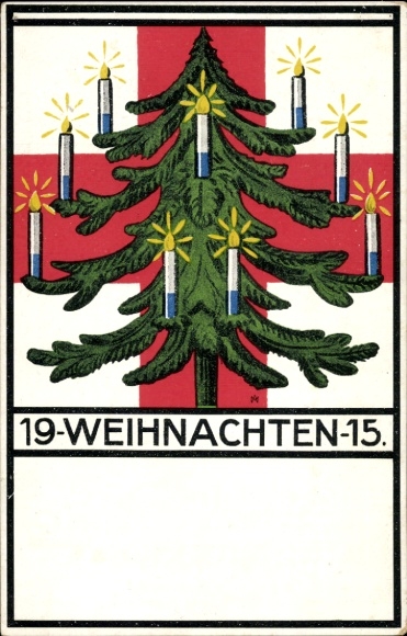 PC Congratulations Christmas, War Christmas 1915, Christmas tree, Bavarian Red Cross