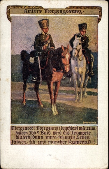 Song Postcard Wilke, KA, Paul Hey, Reiter&#39;s morning song, folk song cards 1