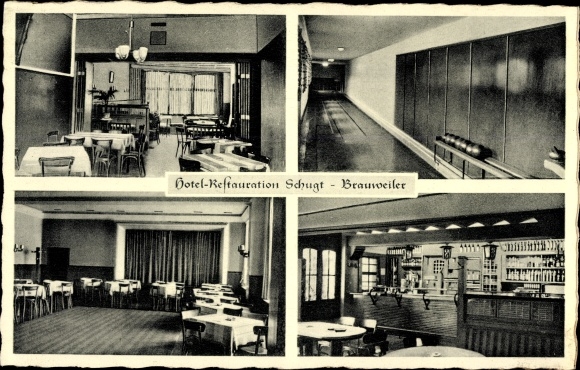 Postcard Brauweiler Pulheim North Rhine-Westphalia, Hotel Schugt, bowling alley