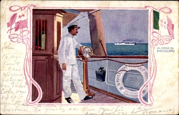 Artist Postcard Sailor on Board a Steamer, NGI