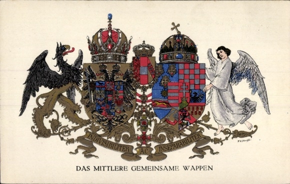 Coat of arms Postcard The middle common coat of arms, Austria Hungary