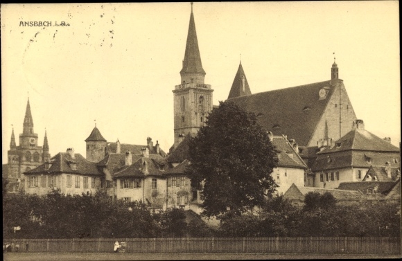 Ansichtkaart Ansbach in Midden-Franken, mooi gedetailleerd beeld