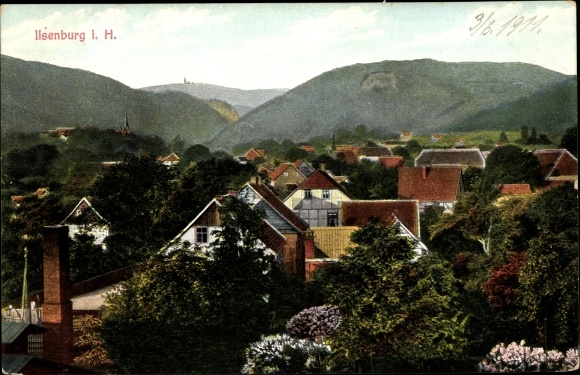 Postcard Ilsenburg am Nordharz, view of the town, mountains