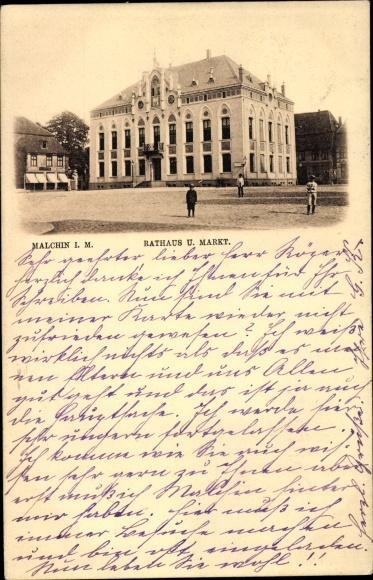 Ak Malchin in Mecklenburg, Rathaus und Markt