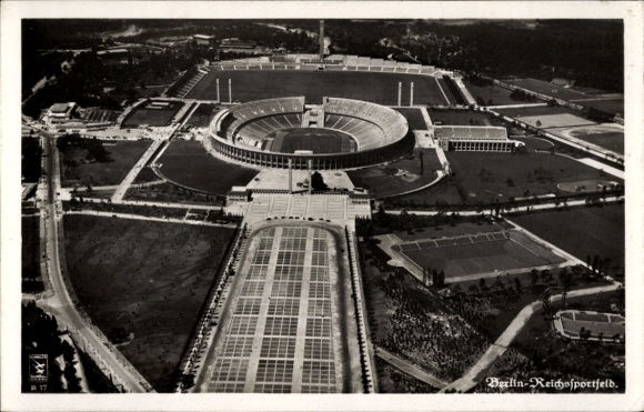 Postcard Berlin Charlottenburg Westend, Reichssportfeld, aerial photograph