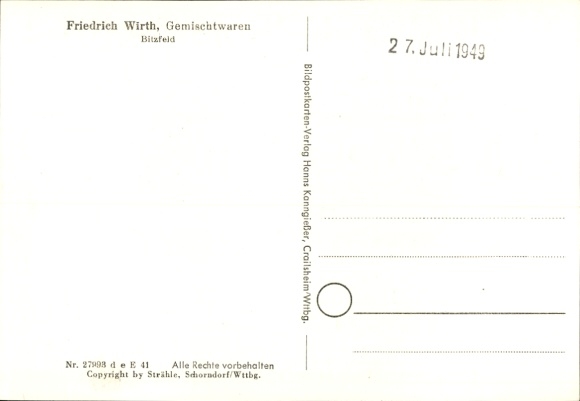 Postcard Bitzfeld Bretzfeld in Württemberg, aerial photograph