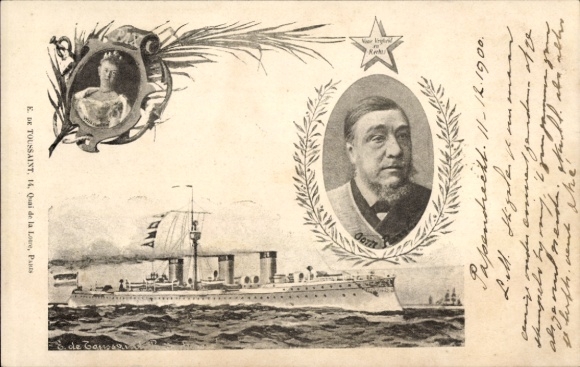Ansichtkaart Nederlands oorlogsschip, Paul Kruger, Koningin Wilhelmina der Nederlanden