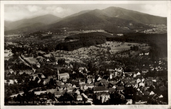 Postcard Müllheim in Baden, Panorama, Hochblauen, aerial photograph