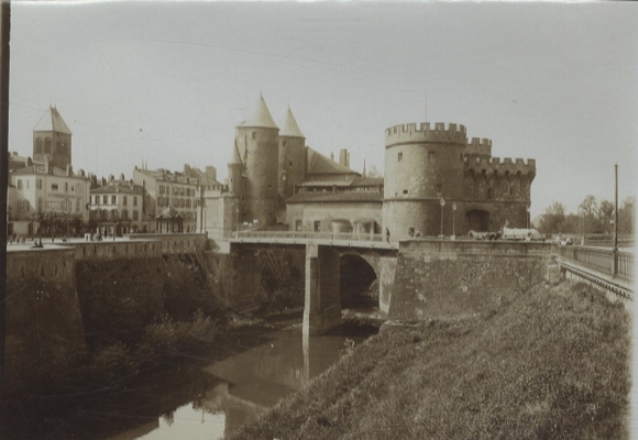 Original photo of Metz on the Moselle in France, German Gate, around 1900