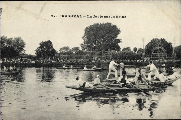 Ak Bougival Yvelines, La Joute sur la Seine, Ruderboote