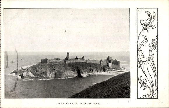 Postcard Peel Castle Isle of Man, Castle