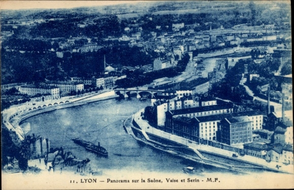 Ak Lyon Rhône, Panorama von  Saône, Vaise, Serin, Flusslandschaft