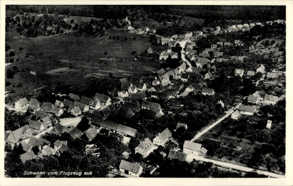 Postcard Schwann Staubenhardt in the Black Forest, aerial photography of houses, landscaping
