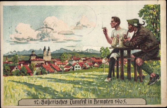 Artist PC Square, Ernst, Kempten in Allgäu Schwaben, 12e Beierse Gymnastiekfestival, man in kostuum, plaats