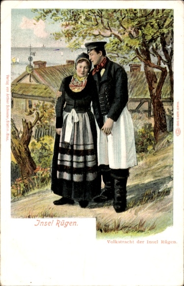 Ak Insel Rügen in der Ostsee, Volkstracht der Insel, Paar