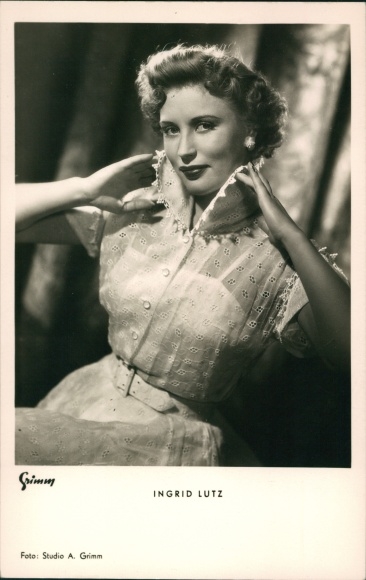 Postcard actress Ingrid Lutz, portrait, homesick for Germany