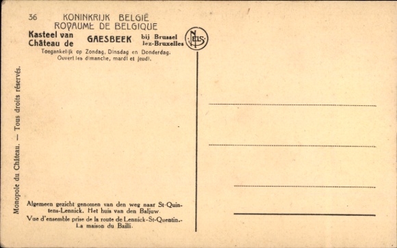 KP Gaesbeek Brabancja Flamandzka, Zamek, Zamek, Łąki
