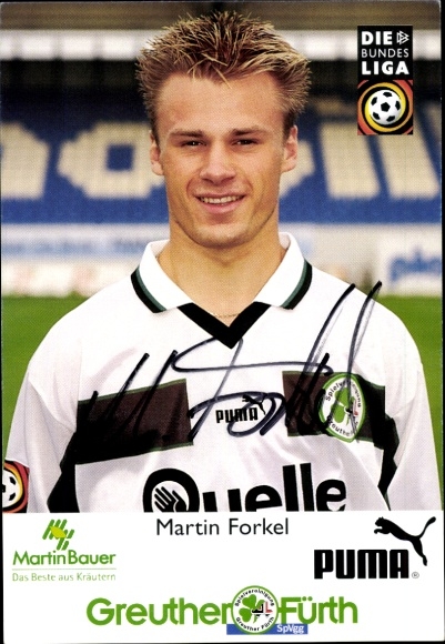 Autograph card footballer Martin Forkel, SpVgg Greuther Fürth, autograph