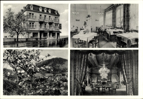 Postcard Baden Baden am Schwarzwald, Hotel Restaurant Zum Bock, dining room, general view