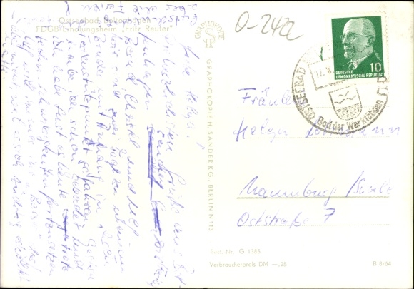 Postcard Ostseebad Boltenhagen, FDGB convalescent home Fritz Reuter, buses